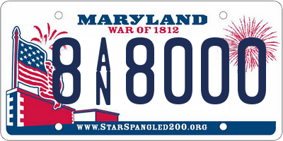 MD license plate 8AN8000