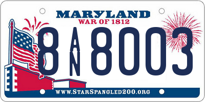 MD license plate 8AN8003