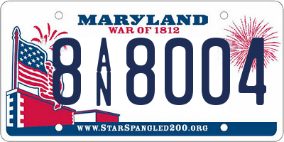 MD license plate 8AN8004