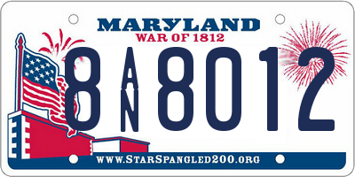 MD license plate 8AN8012