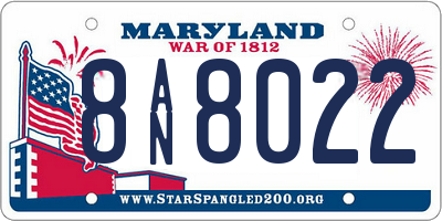 MD license plate 8AN8022