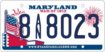 MD license plate 8AN8023