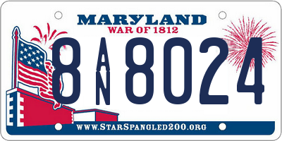 MD license plate 8AN8024