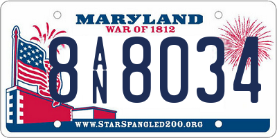 MD license plate 8AN8034