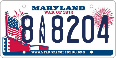 MD license plate 8AN8204