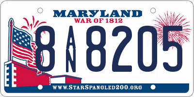 MD license plate 8AN8205
