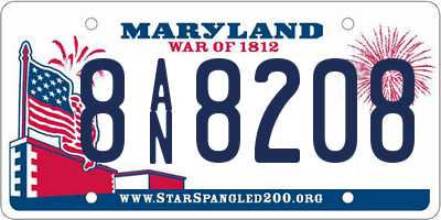 MD license plate 8AN8208