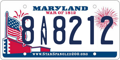 MD license plate 8AN8212