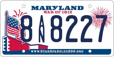 MD license plate 8AN8227