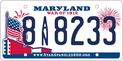 MD license plate 8AN8233