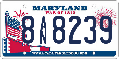 MD license plate 8AN8239