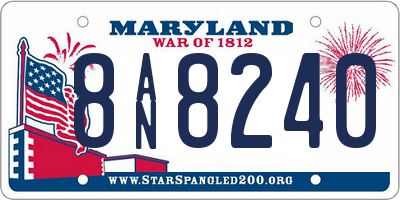 MD license plate 8AN8240