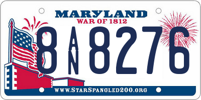 MD license plate 8AN8276