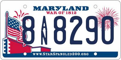 MD license plate 8AN8290
