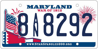 MD license plate 8AN8292
