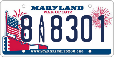 MD license plate 8AN8301