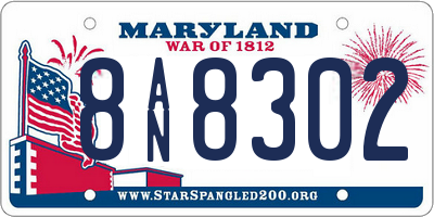 MD license plate 8AN8302
