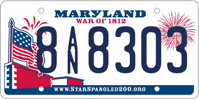 MD license plate 8AN8303