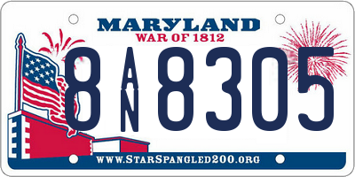 MD license plate 8AN8305