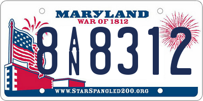 MD license plate 8AN8312