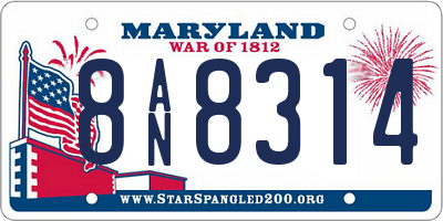 MD license plate 8AN8314