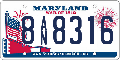 MD license plate 8AN8316