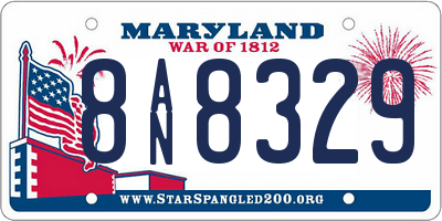 MD license plate 8AN8329