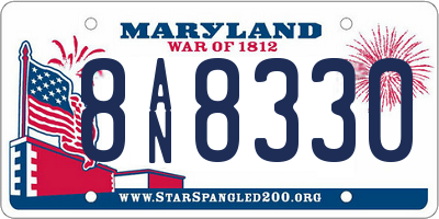 MD license plate 8AN8330