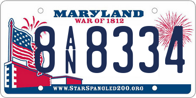 MD license plate 8AN8334