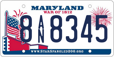 MD license plate 8AN8345