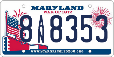 MD license plate 8AN8353