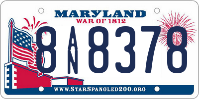MD license plate 8AN8378