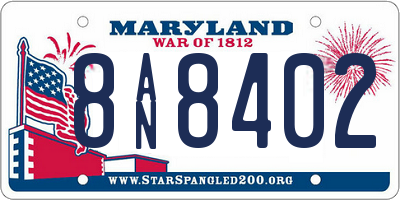 MD license plate 8AN8402
