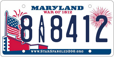 MD license plate 8AN8412