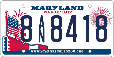 MD license plate 8AN8418