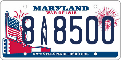 MD license plate 8AN8500
