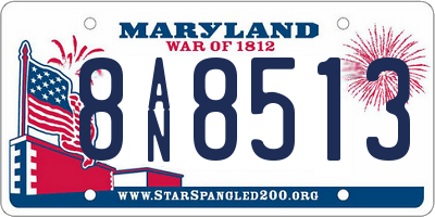 MD license plate 8AN8513