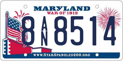 MD license plate 8AN8514
