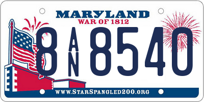 MD license plate 8AN8540