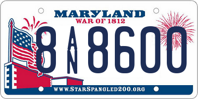 MD license plate 8AN8600