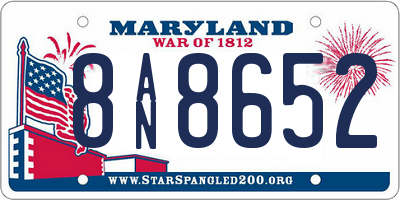 MD license plate 8AN8652