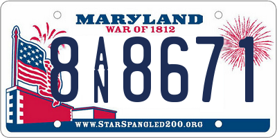 MD license plate 8AN8671