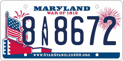 MD license plate 8AN8672