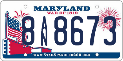 MD license plate 8AN8673