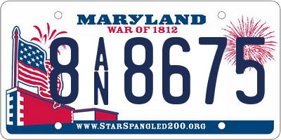 MD license plate 8AN8675