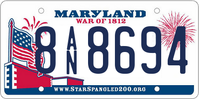 MD license plate 8AN8694