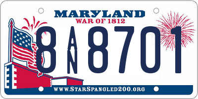 MD license plate 8AN8701