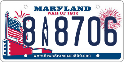 MD license plate 8AN8706