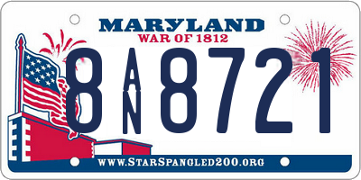 MD license plate 8AN8721