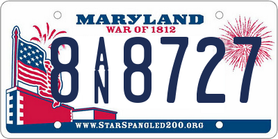 MD license plate 8AN8727